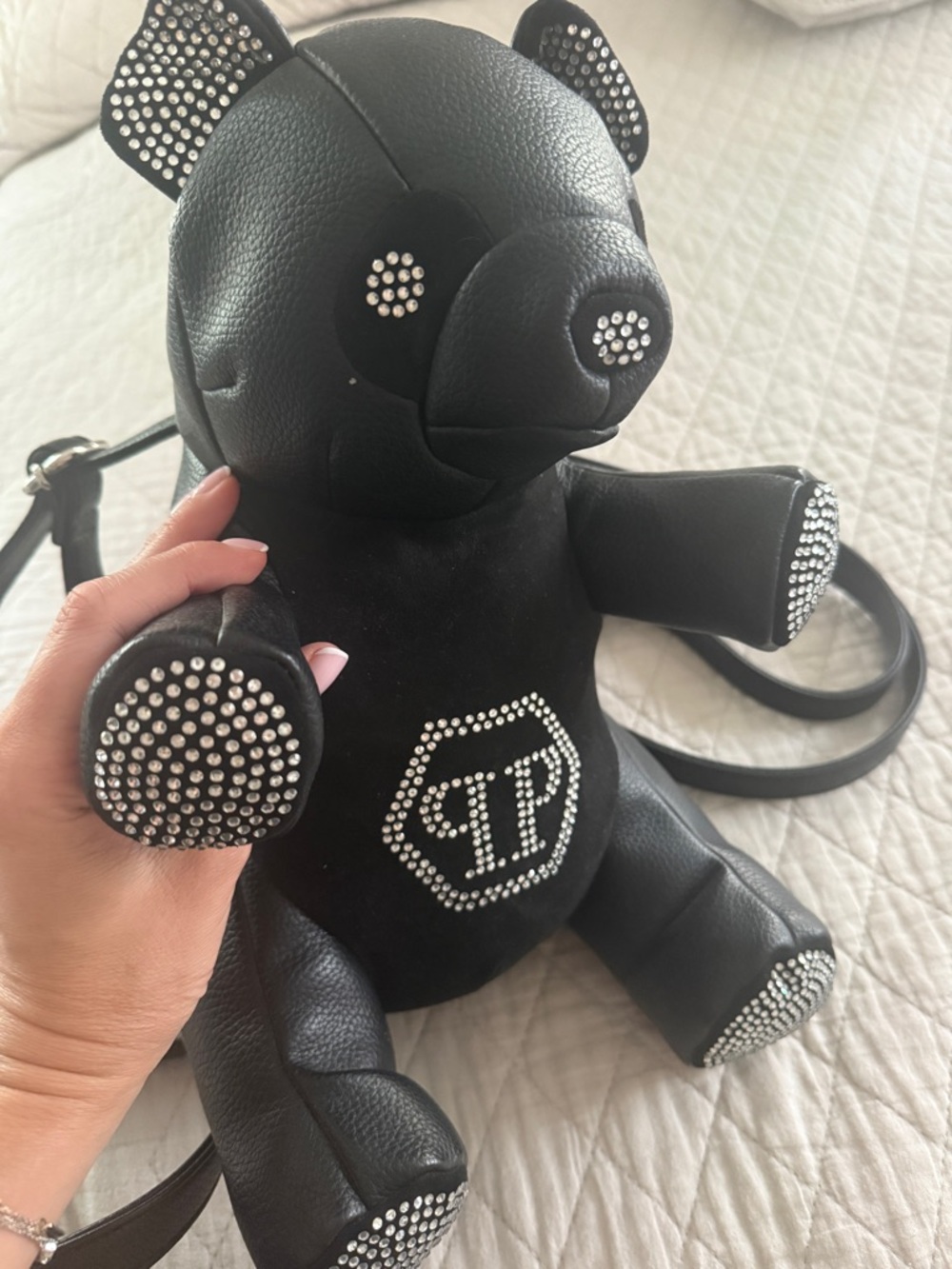 Philipp Plein Black Rhinestone Teddy Backpack - Picture 6 of 8